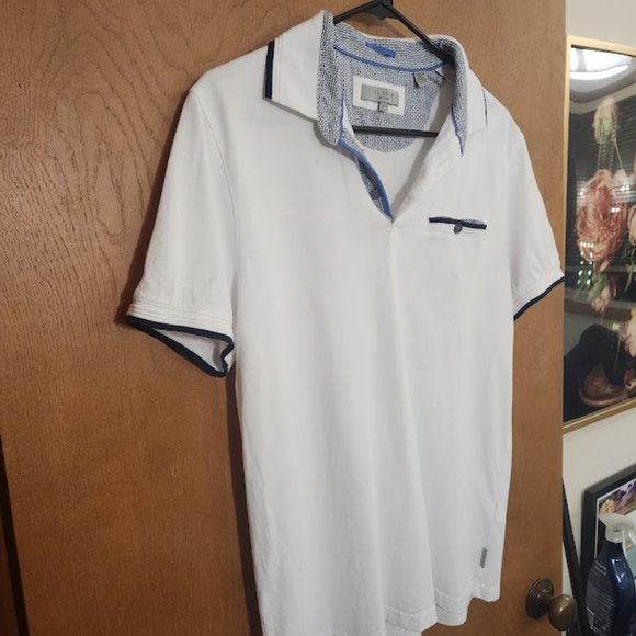 Ted Baker London Short Sleeve Polo in White, Size 4 - Picture 3 of 8